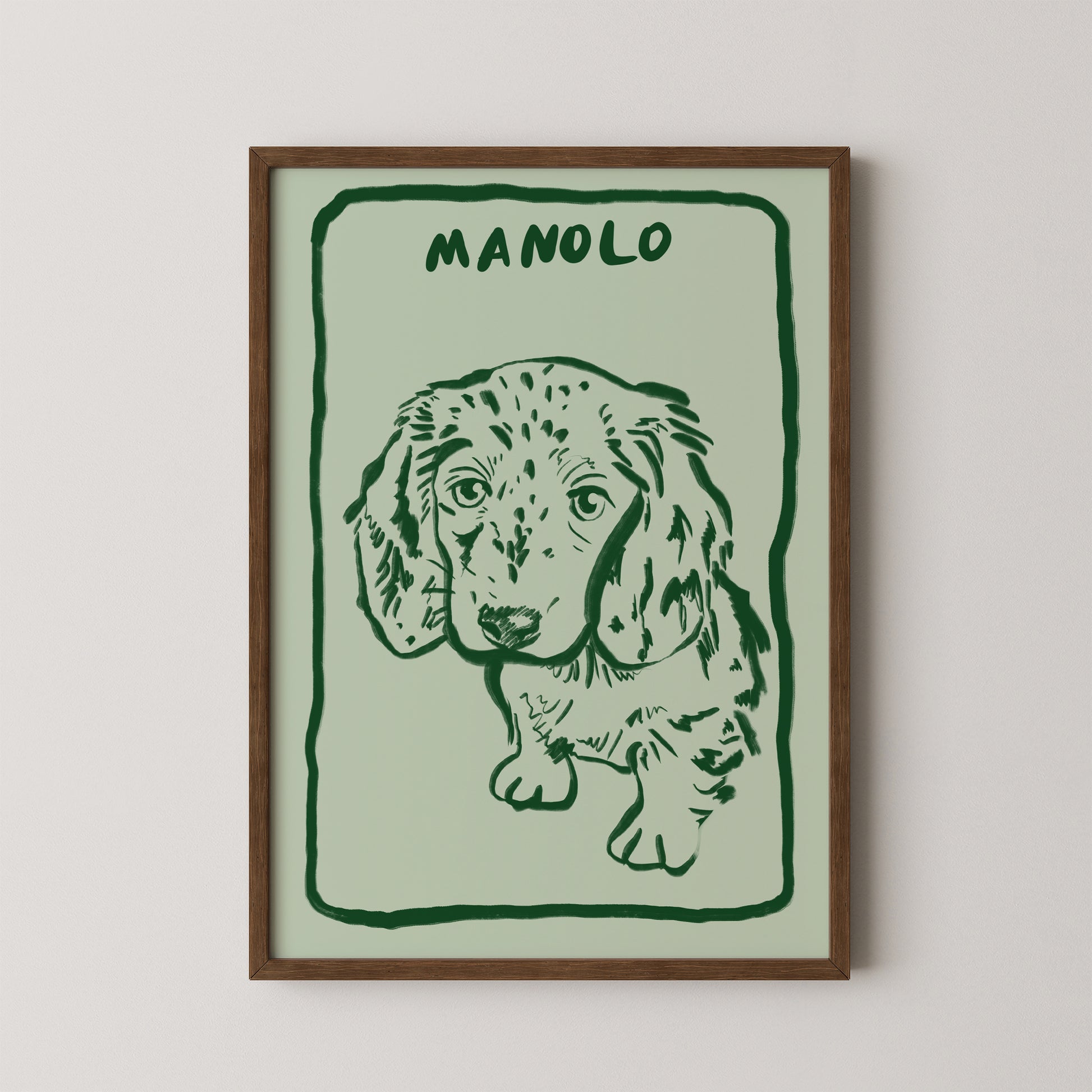 Two Tone Custom Portrait in Sage/Dark Green