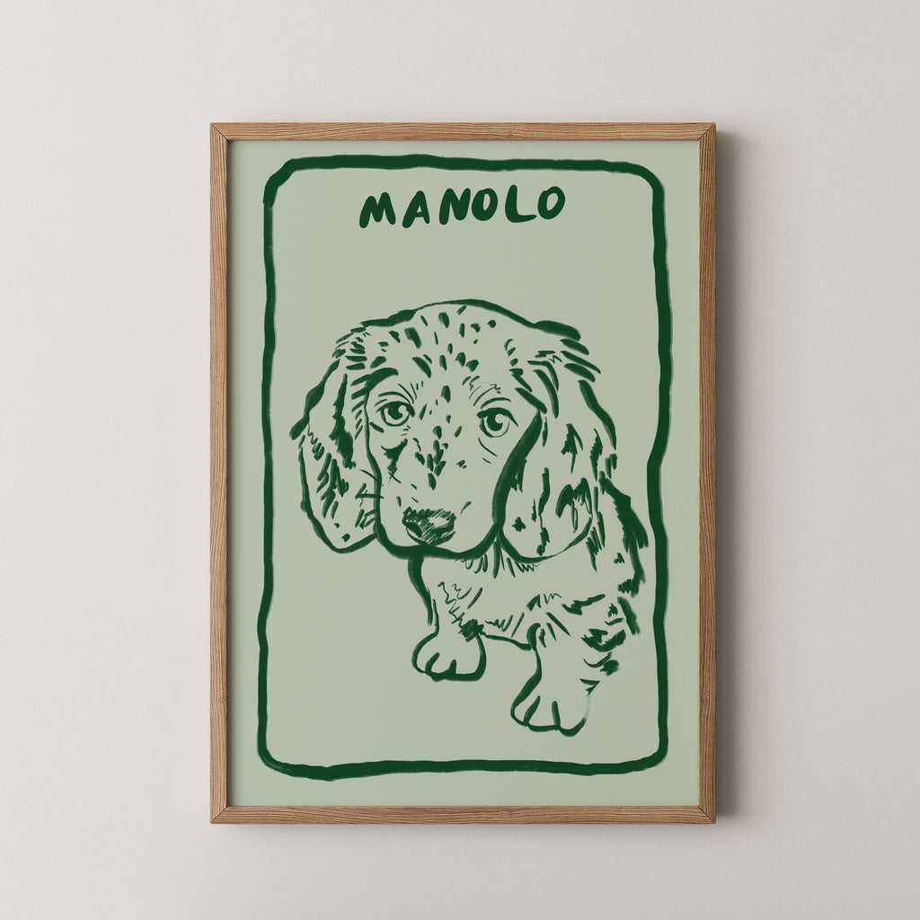 Two Tone Custom Portrait in Sage/Dark Green