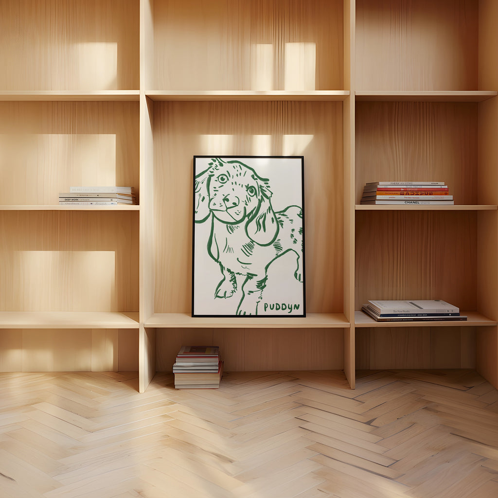 Cropped Custom Portrait in Dark Green